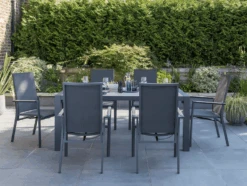 Kettler Surf Active 6 Seater Rectangular Dining Set In Iron Grey