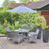 LG Monaco Stone 4 Seat Dining Set With 2.2m Parasol -Fresh Gardenly Store l lg monaco stone 4seat dining set parasol