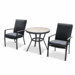 LG Monza Bistro Set With High Back Chairs 12 LG Monza Bistro Set With High Back Chairs -Fresh Gardenly Store l mnz set2