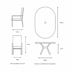 LG Monza 6 Seat Set With Highback Armchairs And 3.0m Parasol -Fresh Gardenly Store l monza sET06