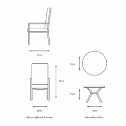 LG Monza Bistro Set With High Back Chairs 13 LG Monza Bistro Set With High Back Chairs -Fresh Gardenly Store l monza set2