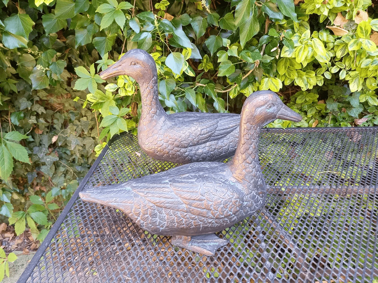 Pair Of Duck Garden Ornaments In Cast Aluminium With Antique Bronze Finish 5 Pair Of Duck Garden Ornaments In Cast Aluminium With Antique Bronze Finish - Image 3