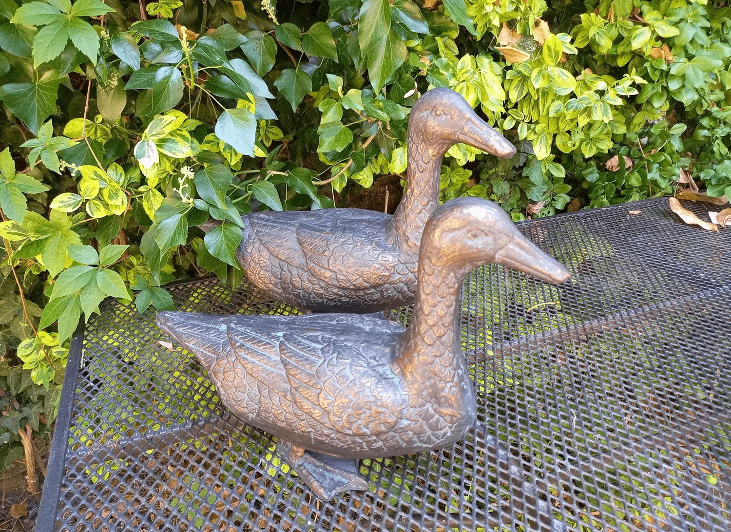 Pair Of Duck Garden Ornaments In Cast Aluminium With Antique Bronze Finish 4 Pair Of Duck Garden Ornaments In Cast Aluminium With Antique Bronze Finish - Image 2