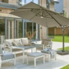 Norfolk Leisure Royce Ambassador Square 3m Cantilever Parasol With LED - Soft Grey
