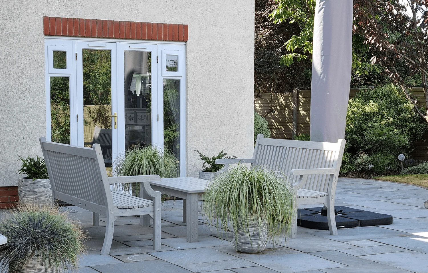 Winawood Sandwick 3 Seater Wood Effect Garden Bench In Stone Grey 4 Winawood Sandwick 3 Seater Wood Effect Garden Bench In Stone Grey - Image 2