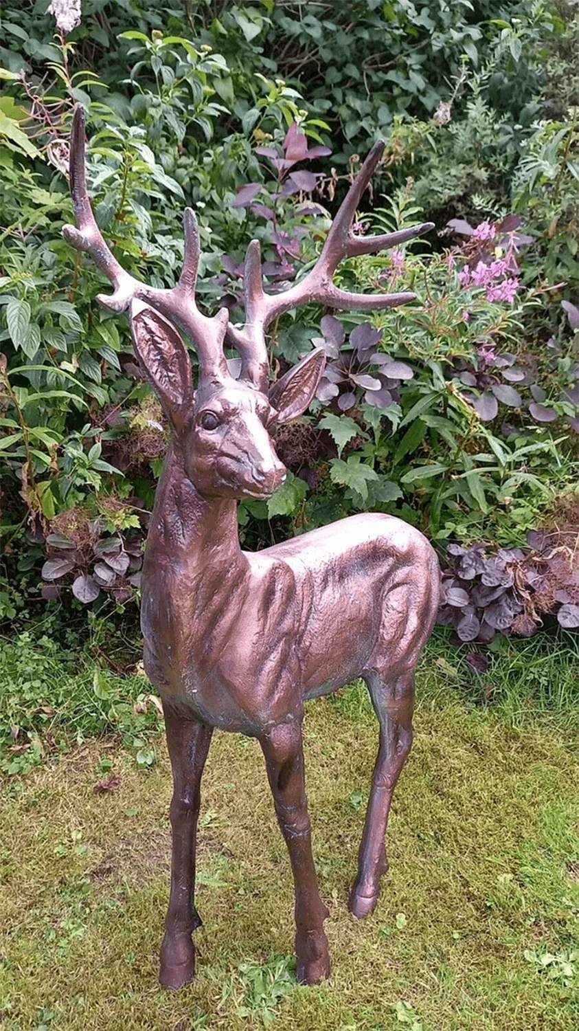 Large Standing Stag Aluminium Ornament - 97cm Tall 4 Large Standing Stag Aluminium Ornament - 97cm Tall - Image 2