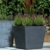 Stewart Tall Square Beton Planter In Dark Grey - 40cm Dia