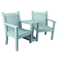 Sandwick Winawood 2 Seater Wood Effect Love Seat - Duck Egg Green