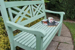 Winawood Speyside 2 Seater Wood Effect Garden Bench In Duck Egg Green -Fresh Gardenly Store l winawood speyside 2seater duck egg green 3