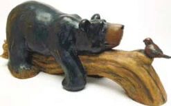 Lazy Bear On A Log Resin Ornament