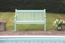 Sandwick Winawood 2 Seater Wood Effect Garden Bench - Duck Egg Green -Fresh Gardenly Store sandwick 2 duck egg front large
