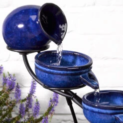 Solar Neptune Blue Cascade Water Fountain 7 Solar Neptune Blue Cascade Water Fountain -Fresh Gardenly Store solar powered neptune cascade water feature smart solar bowls