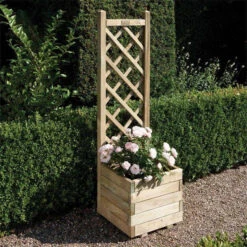 Square Timber Planter With Lattice