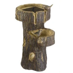Solar Power Tree Trunk Birdbath -Fresh Gardenly Store tree trunk studio